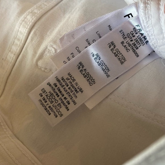 FRAME Le High Straight Blanc white jeans raw hem. Size 32 - Picture 16 of 16